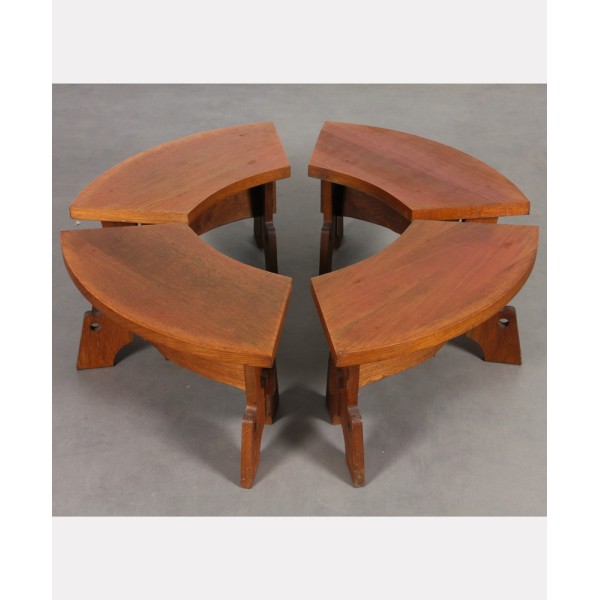 Table et tabourets en chêne datant des années 1960 - 
