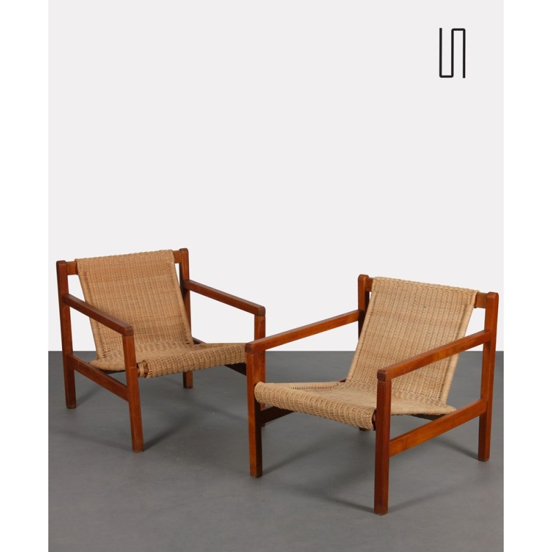 Pair of wooden armchairs, Czech production, 1960s