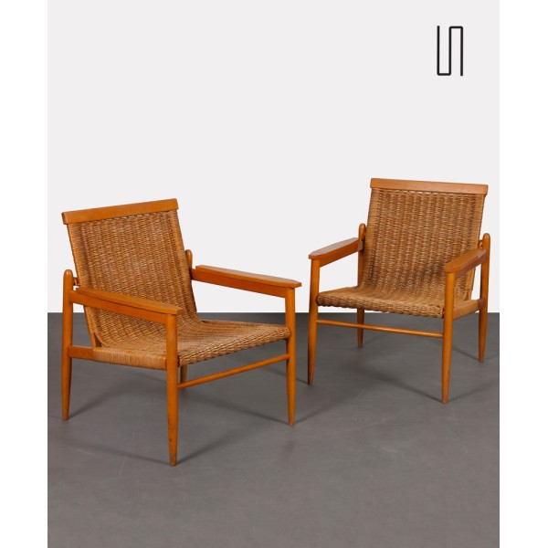 Pair of vintage wicker chairs edited by Uluv, 1960s - Eastern Europe design