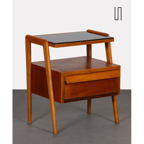 Wood and glass night table, produced by Jitona, 1960s - Eastern Europe design