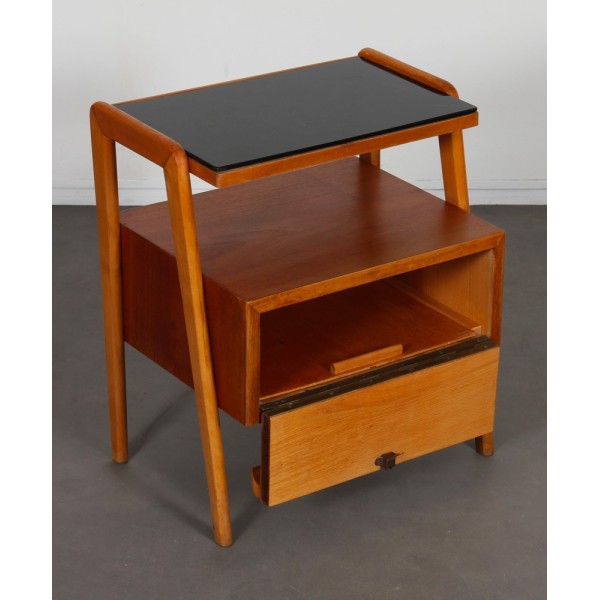 Wood and glass night table, produced by Jitona, 1960s - Eastern Europe design