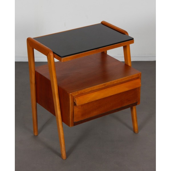 Wood and glass night table, produced by Jitona, 1960s - Eastern Europe design