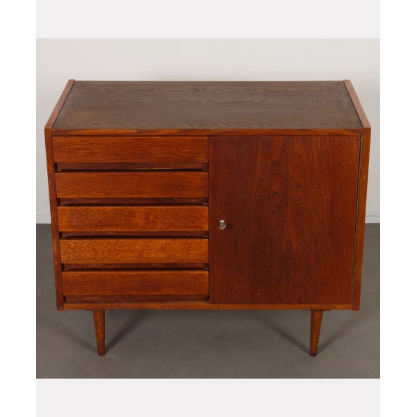 Small vintage chest of drawers in dark oak, Czech design, 1970s - Eastern Europe design