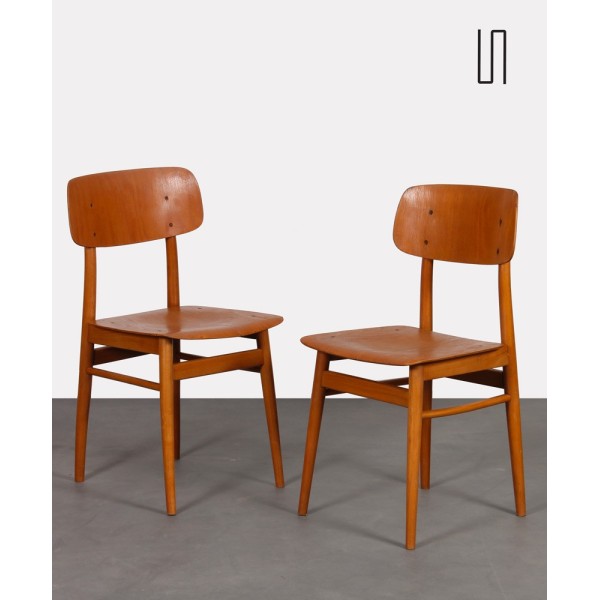 Pair of 2 wooden chairs produced by Ton, 1960s - Eastern Europe design