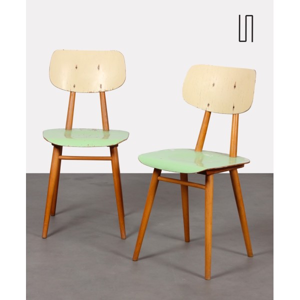 Pair of green chairs for Ton, 1960s - Eastern Europe design