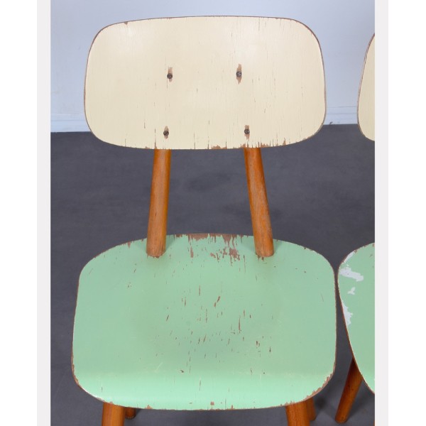 Paire de chaises vertes pour Ton, 1960 - Design d'Europe de l'Est