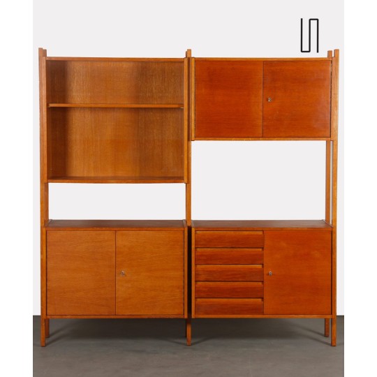 Vintage oak wall unit, Czech design from the 1970s - Eastern Europe design