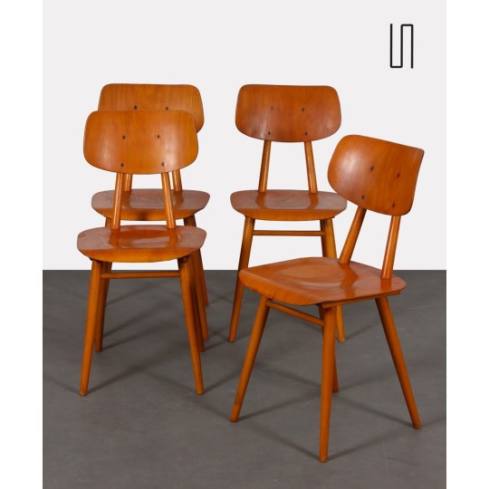 Suite de 4 chaises produites par Ton, 1960