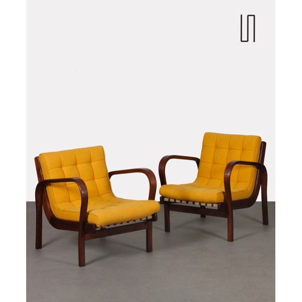 Pair of vintage armchairs by Kropacek and Kozelka, 1944 - Eastern Europe design