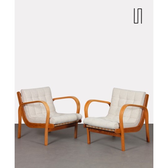 Pair of vintage armchairs by Kropacek and Kozelka, 1944 - Eastern Europe design