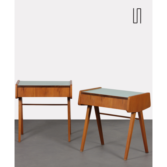 Pair of vintage night tables, wood and formica, 1970s