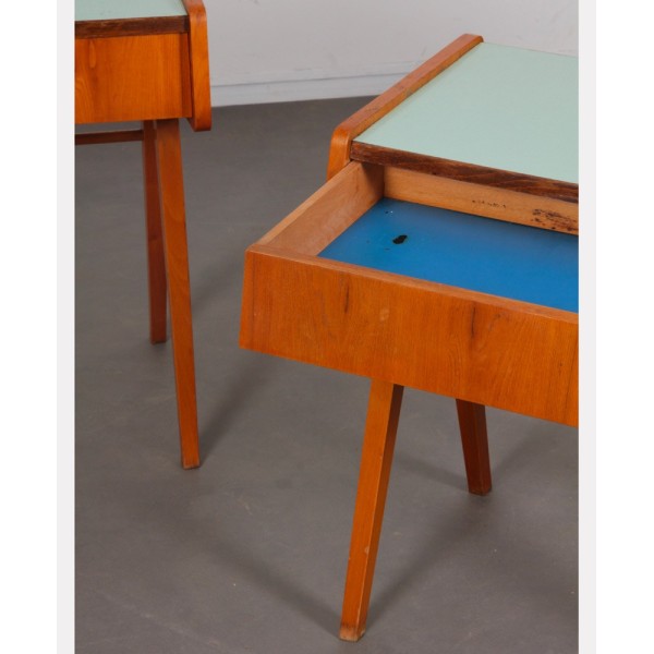 Pair of vintage night tables, wood and formica, 1970s - Eastern Europe design