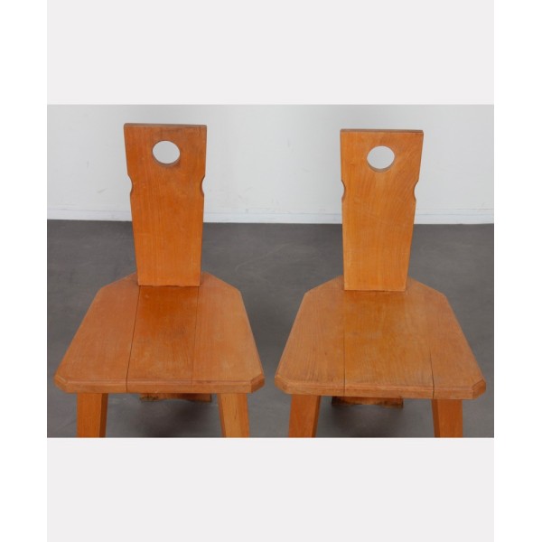 Paire de chaises vintage en bois vers 1960 - 