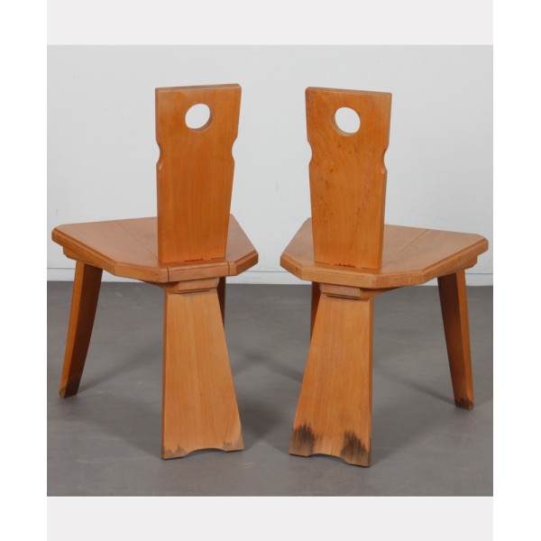 Paire de chaises vintage en bois vers 1960 - 