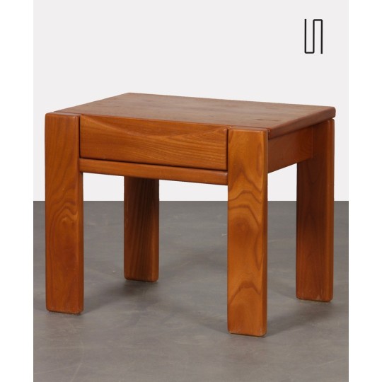 Table de chevet en orme pour Maison Regain, 1980 - Design Français