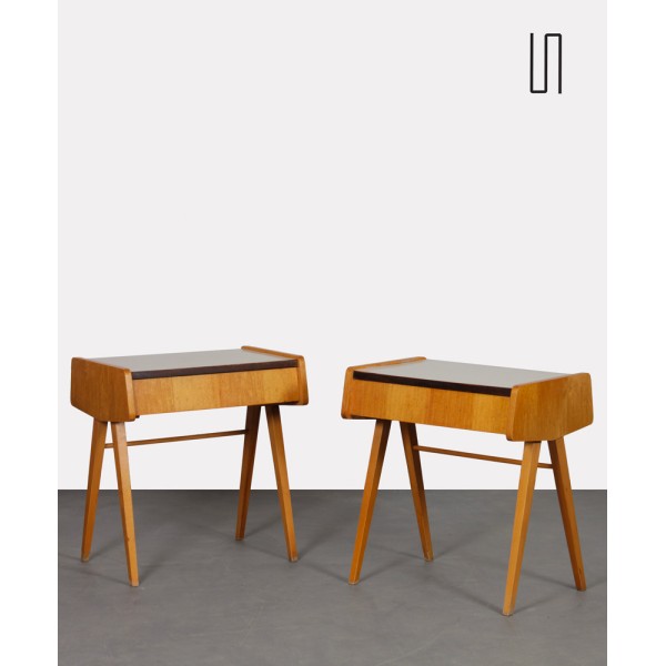 Pair of vintage night tables, wood and formica, 1970s - Eastern Europe design