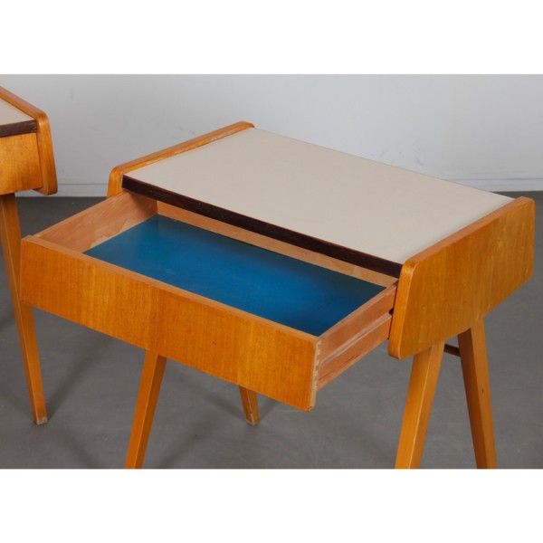 Paire de tables de nuit vintage, bois et formica, 1970 - Design d'Europe de l'Est