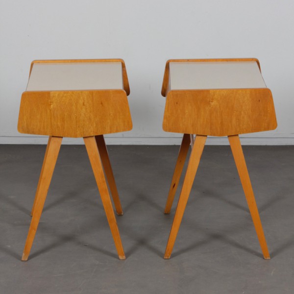 Pair of vintage night tables, wood and formica, 1970s - Eastern Europe design