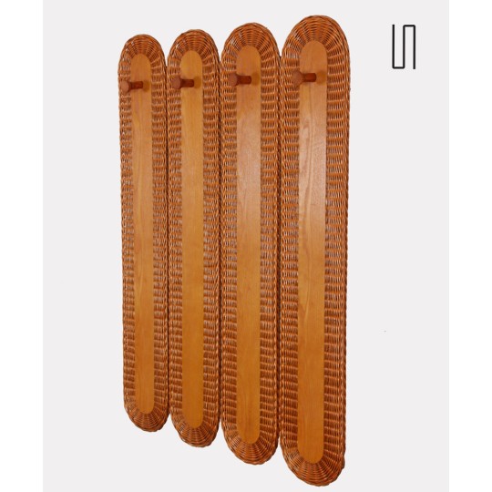 Rattan coat rack published by Uluv in the 1960s - 