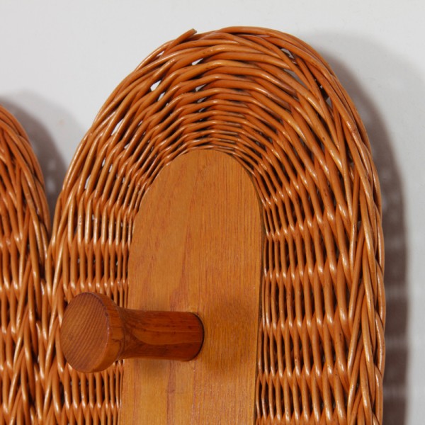 Rattan coat rack published by Uluv in the 1960s - 