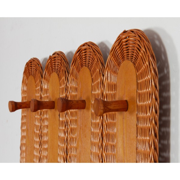 Rattan coat rack published by Uluv in the 1960s - 