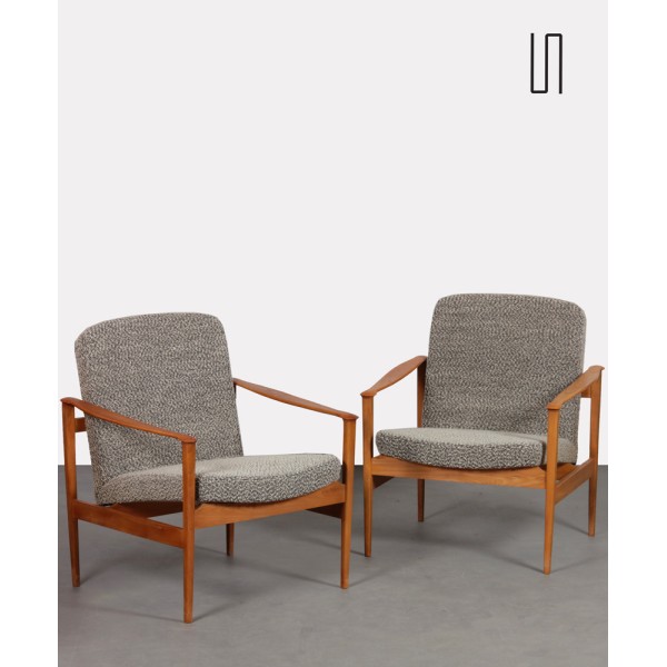 Paire de fauteuils en bois des années 1960 - 