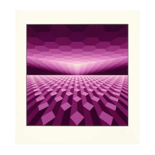 Screenprint - Yvaral - Horizon Structure violet - Kinetic art