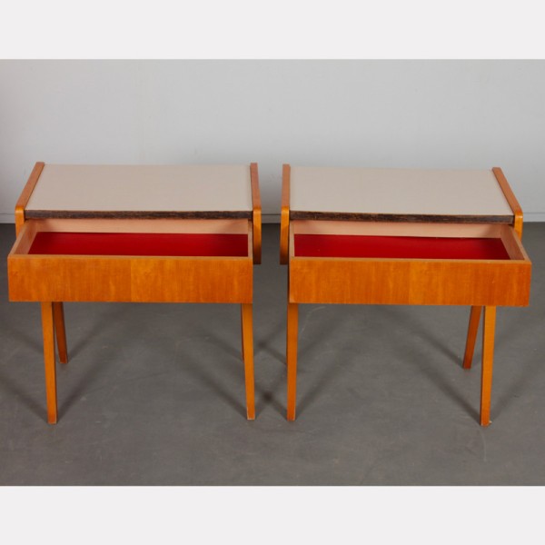 Paire de tables de nuit vintage, bois et formica, 1970 - Design d'Europe de l'Est