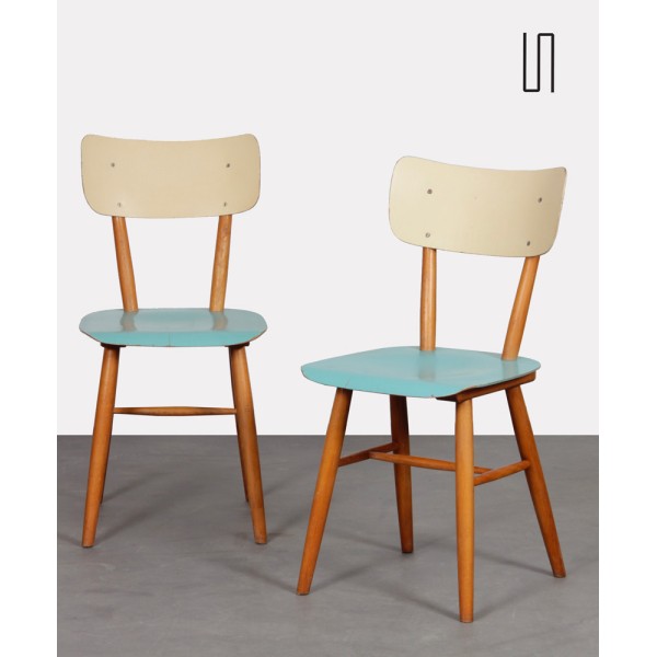 Pair of vintage wooden chairs by Ton, 1960 - Eastern Europe design