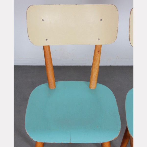 Pair of vintage wooden chairs by Ton, 1960 - Eastern Europe design