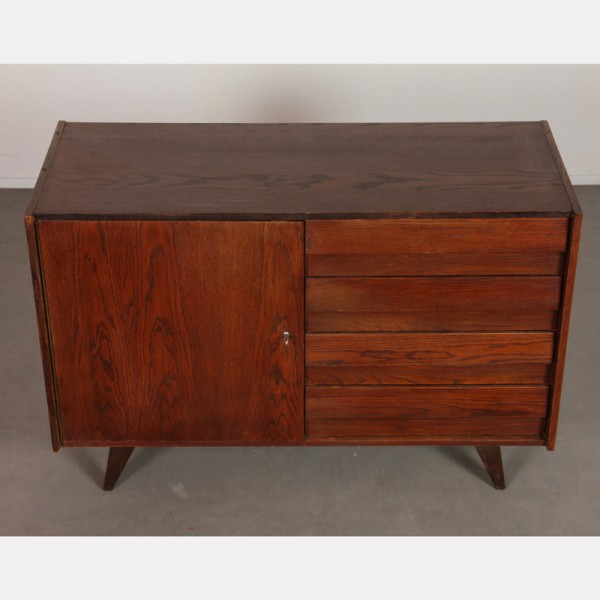 Vintage stained oak chest of drawers model U-458 by Jiri Jiroutek, 1960s - Eastern Europe design