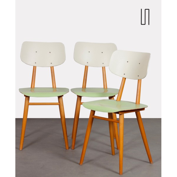 Suite de 3 chaises produites par Ton dans les années 1960 - Design d'Europe de l'Est