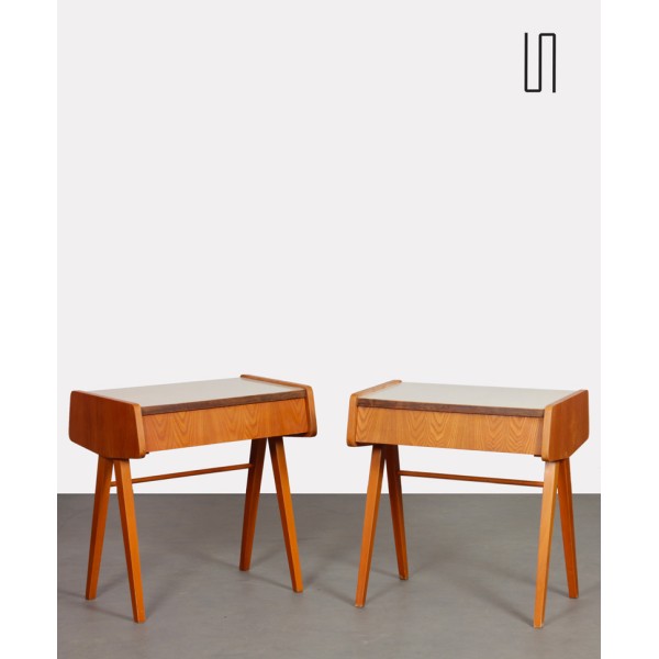 Pair of vintage night tables, wood and formica, 1970s - Eastern Europe design