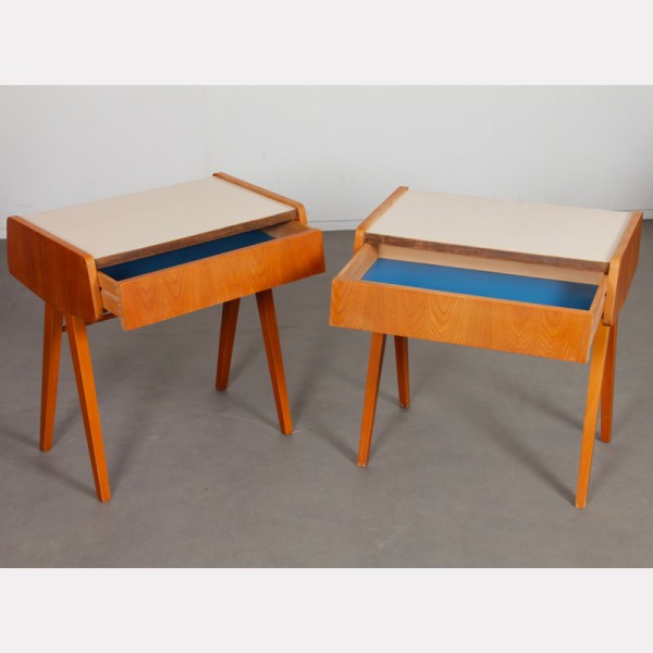 Paire de tables de nuit vintage, bois et formica, 1970 - Design d'Europe de l'Est
