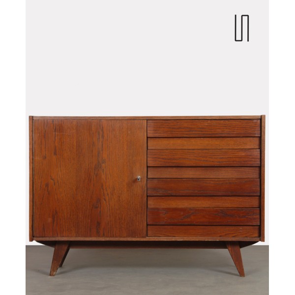 Vintage stained oak chest of drawers model U-458 by Jiri Jiroutek, 1960s - Eastern Europe design