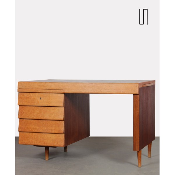 Oak and mahogany desk, French design, 1950s - 