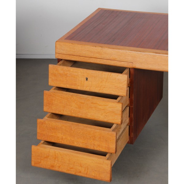 Oak and mahogany desk, French design, 1950s - 