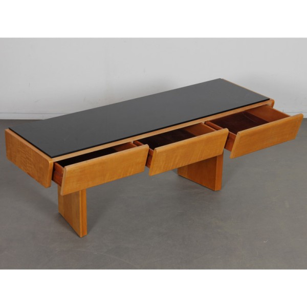 Vintage wood and opaline low console, 1960s - Eastern Europe design