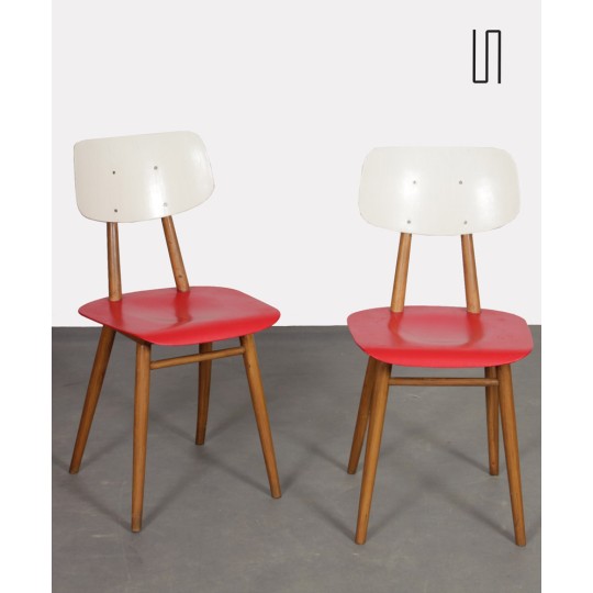 Pair of vintage wooden chairs by Ton, 1960 - Eastern Europe design