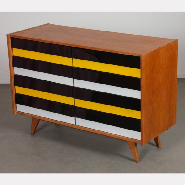 Yellow and black chest of drawers, model U-453, by Jiri Jiroutek, 1960s - Eastern Europe design