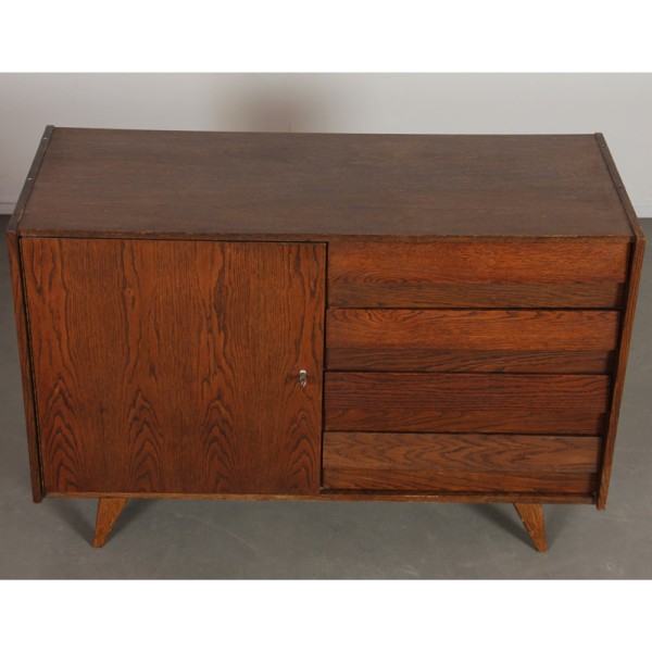 Vintage stained oak chest of drawers model U-458 by Jiri Jiroutek, 1960s - Eastern Europe design