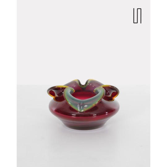 Polish glass ashtray by Czesllaw Zuber, 1970, Eastern European design