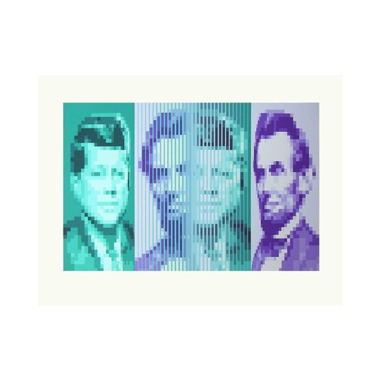 Screenprint - Yvaral - John F. Kennedy / Abraham Lincoln - Kinetic art