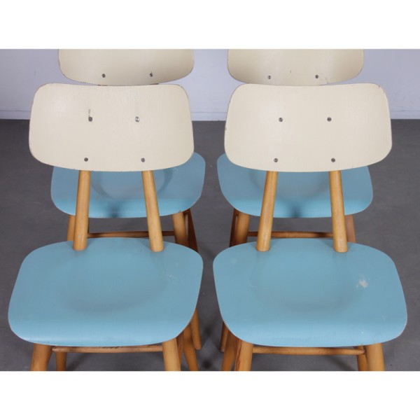 Suite de 4 chaises vintage éditées par Ton, 1960 - Design d'Europe de l'Est