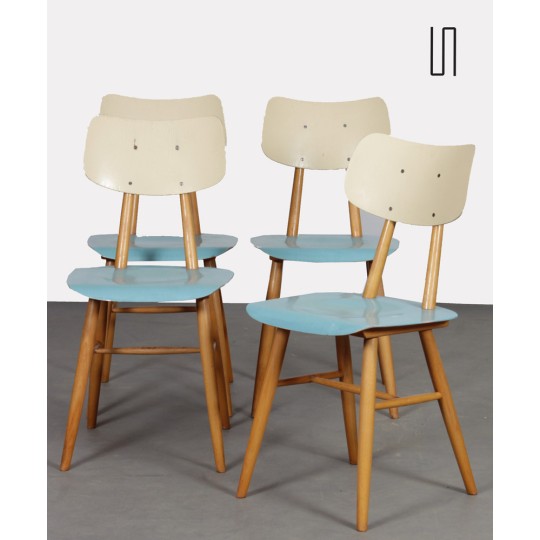 Suite de 4 chaises vintage éditées par Ton, 1960 - Design d'Europe de l'Est