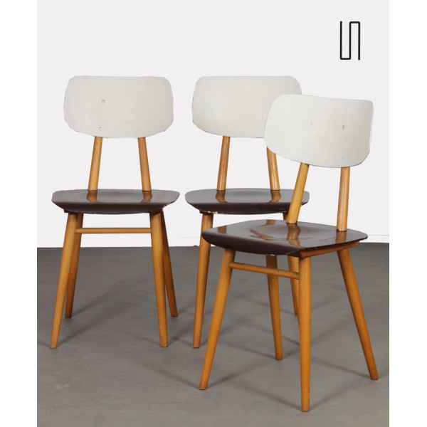 Suite de 3 chaises produites par Ton, 1960 - Design d'Europe de l'Est