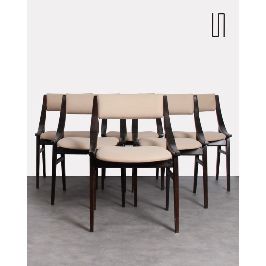 Set of 6 Polish chairs by Juliusz Kedziorek, vintage design furniture
