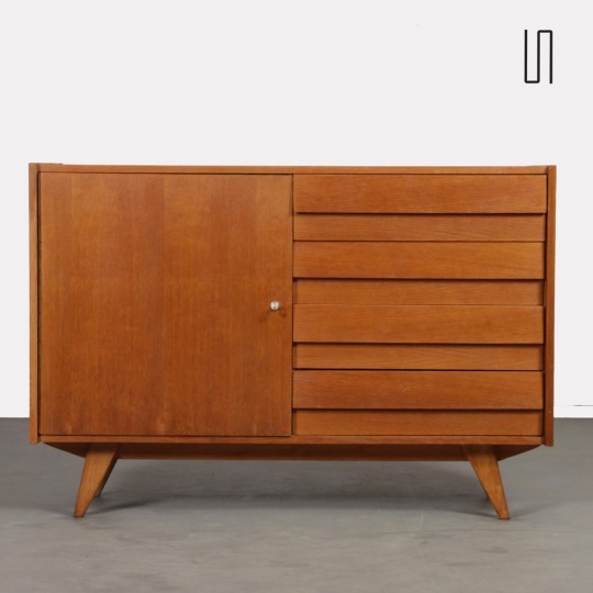 Vintage oak storage unit by Jiri Jiroutek, model U-458, 1960s - Eastern Europe design