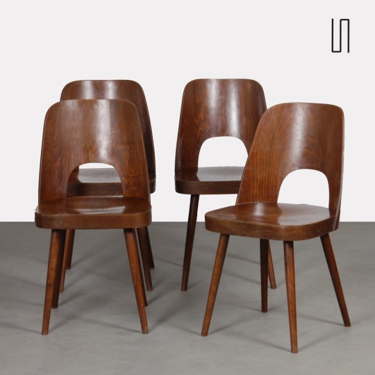 Suite de 4 chaises vintage par Oswald Haerdtl pour Ton, 1960 - Design d'Europe de l'Est