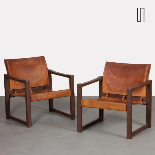 Pair of leather armchairs by Mobring for Ikea, model Diana, 1970s - Scandinavian design